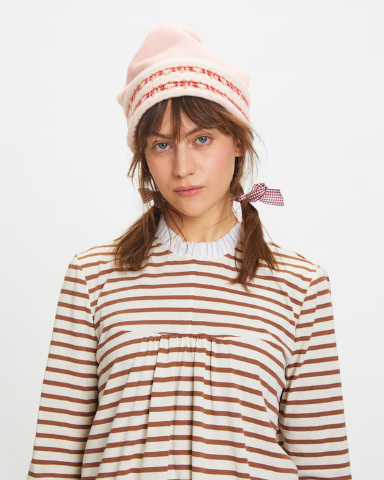 Sparky Bow Hat in Pale Pink Wool