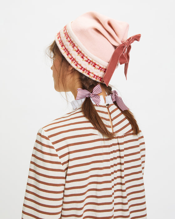 Sparky Bow Hat in Pale Pink Wool