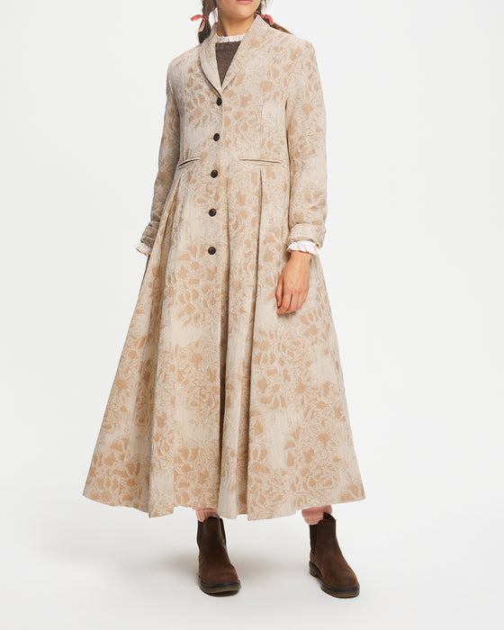 Sunday Coat in Woven Brown Floral