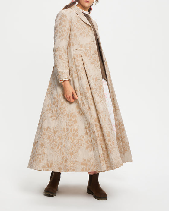 Sunday Coat in Woven Brown Floral