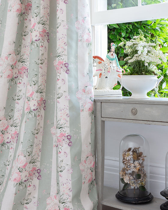 Sage Stripe Constance on White Linen