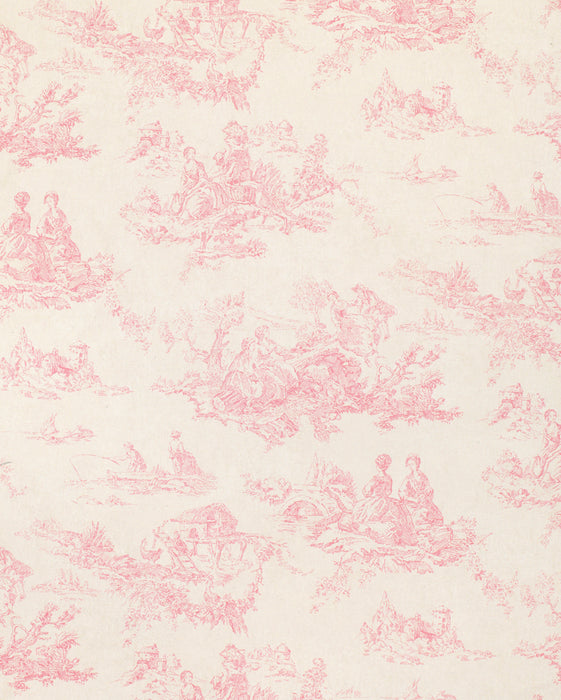 Toile De Poulet Pink on Natural Wallpaper