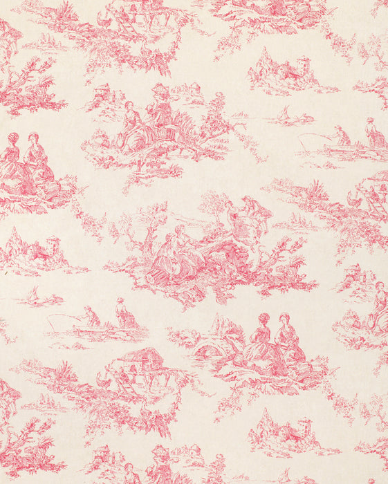 Toile De Poulet Raspberry on Natural Wallpaper