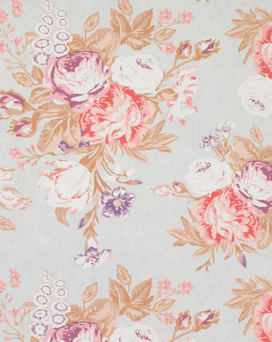 Tulips & Roses Multi on Natural Wallpaper
