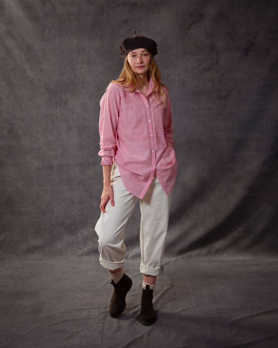 Victoria Shirt in Hand Woven Red Stripe