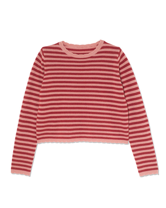 Winnifred Sweater in Red & Pink Stripe Cashmere
