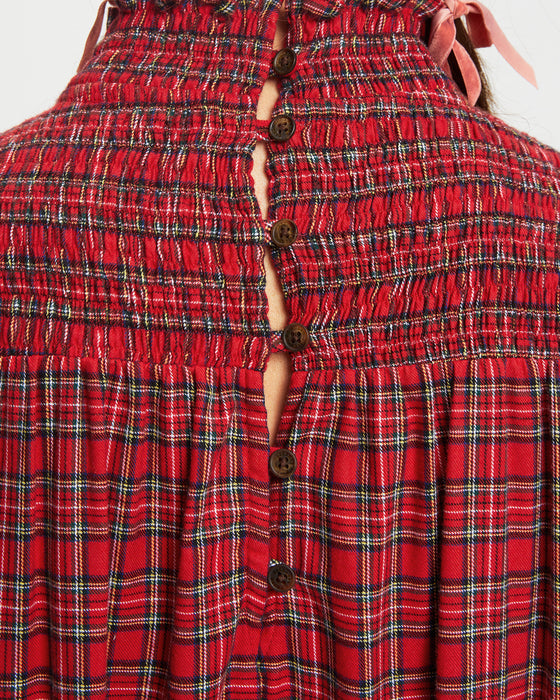 Zadie Dress in Red Tartan Flannel