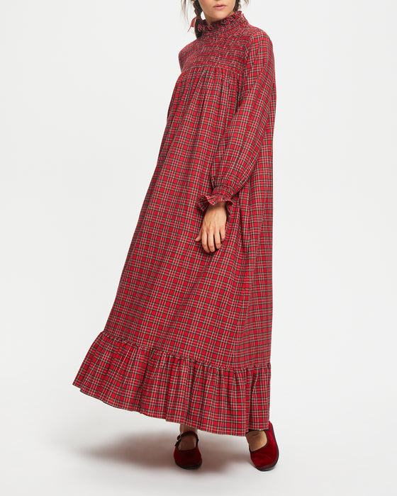 Zadie Dress in Red Tartan Flannel