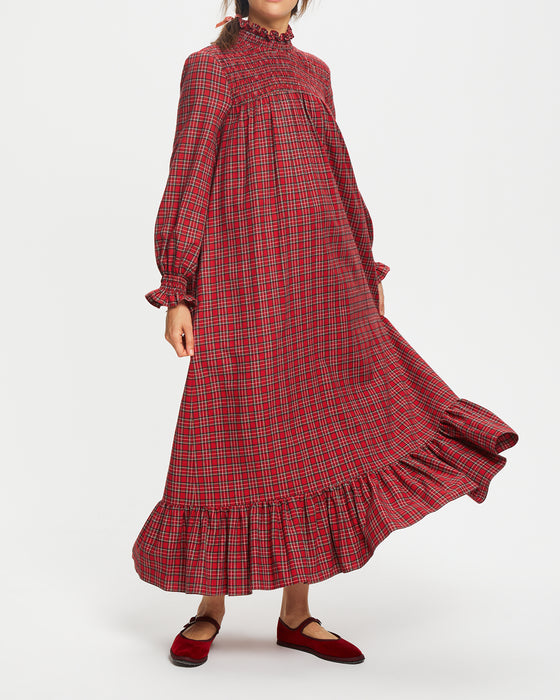 Zadie Dress in Red Tartan Flannel