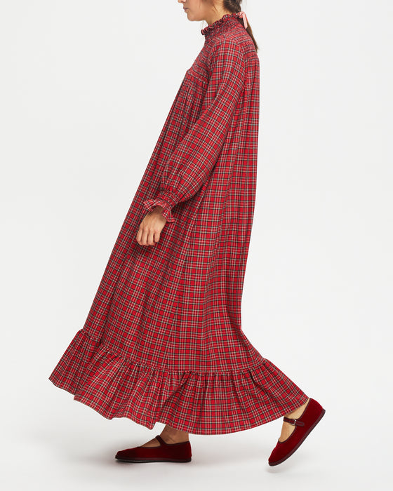 Zadie Dress in Red Tartan Flannel