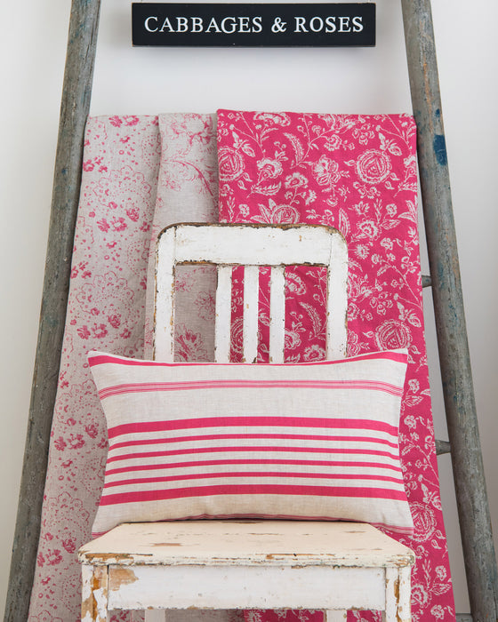 Jolly Stripe Berry Red on Natural Linen