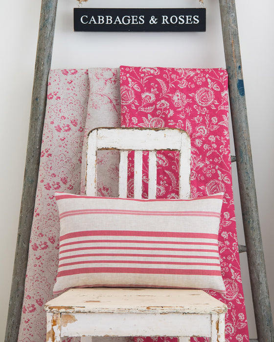 Jolly Stripe Raspberry on Natural Linen