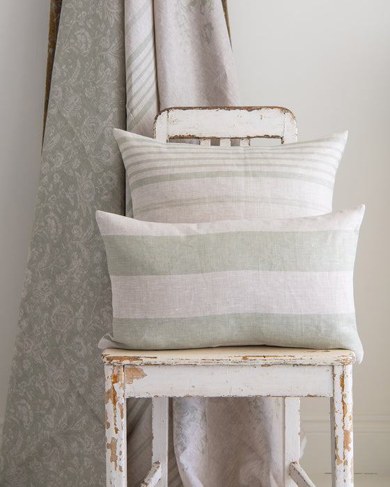 Jolly Stripe Aqua on Natural Linen