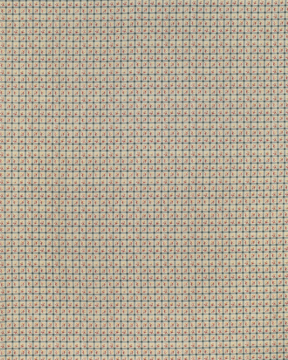 Checky Teal on White Linen