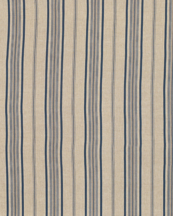 Multi Stripe Navy on Natural Linen
