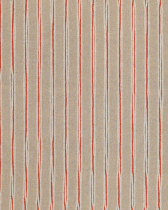 Red Woven Ticking Stripe Linen