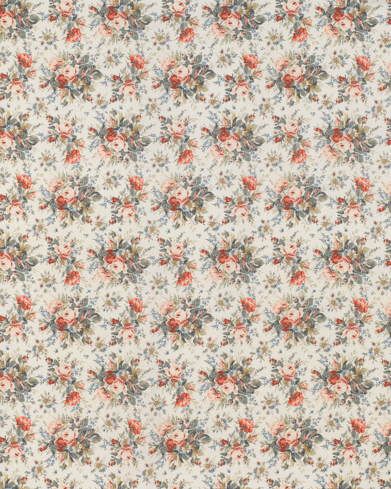Sprig Rose Ivory on White Linen | Cabbages & Roses– cabbagesandroses