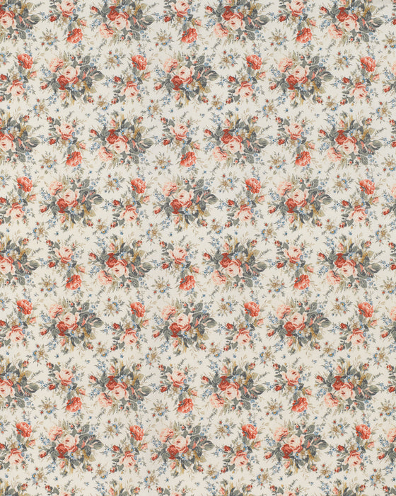 Sprig Rose Ivory on White Linen