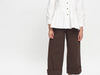 NISHA SHIRT IN WHITE COTTON CORD - TOBY TROUSERS IN BROWN TWILL